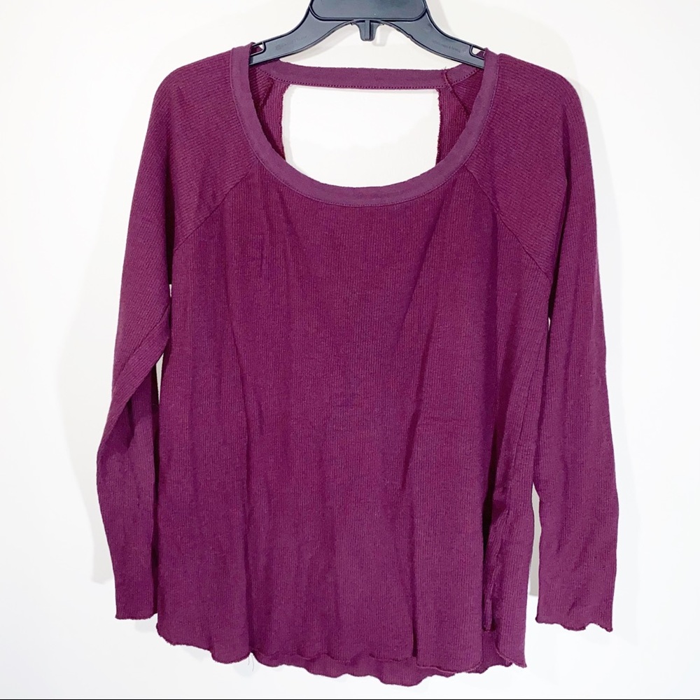 Chaser Maroon Long Sleeve Thermal top blouse Size Small open back